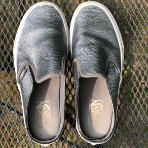 Metallic Gray Vans Slip Ons 8W